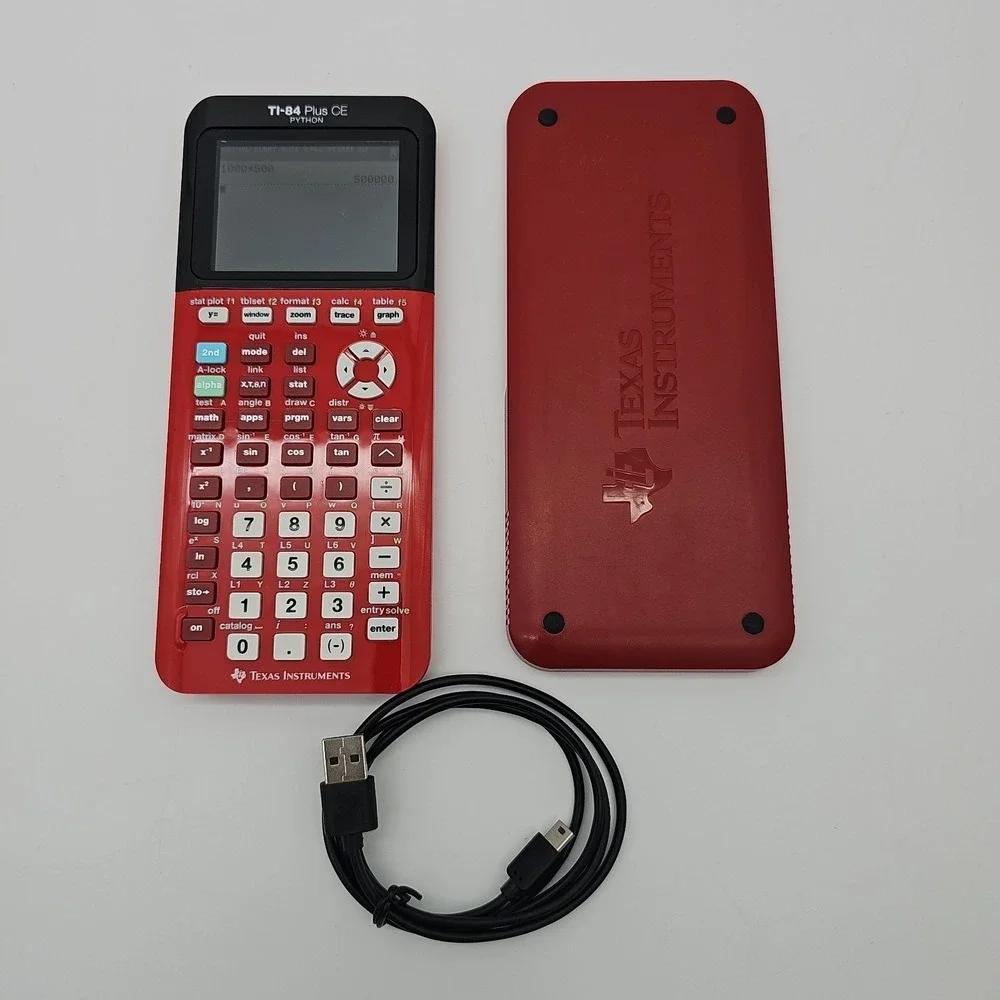 Texas Instruments TI-84 Plus CE Python Graphing College Calculator Red With Case